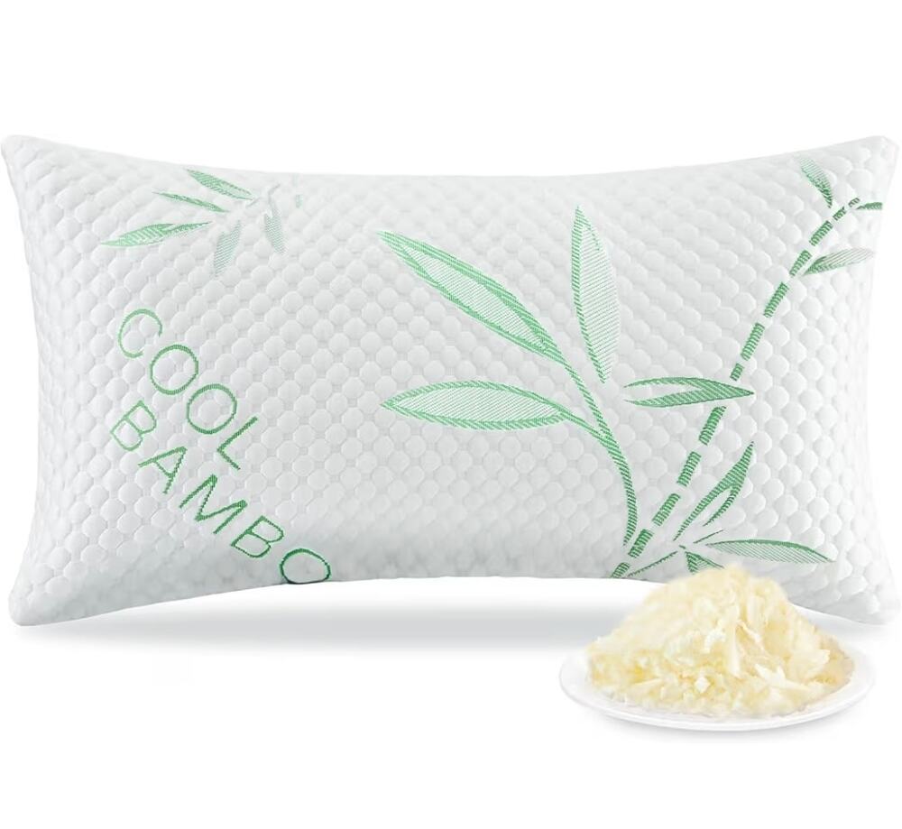 Shredded Memory Foam Pillow, Cooling King Size Adjustable Firm Bamboo Pillow